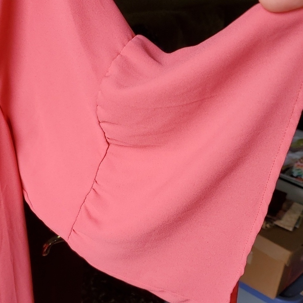 Violet and Claire coral top gathered neck wing sleeve size 3X - Picture 4 of 9